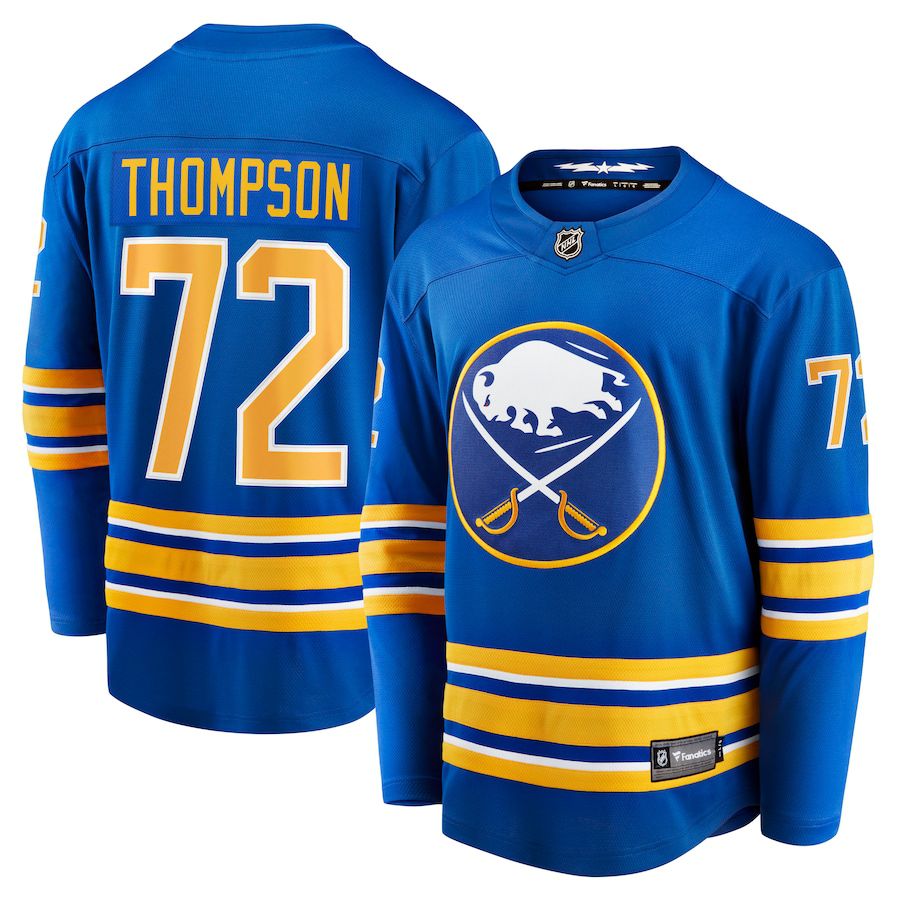 Men Buffalo Sabres 72 Tage Thompson Fanatics Branded Royal Home Breakaway Player NHL Jersey